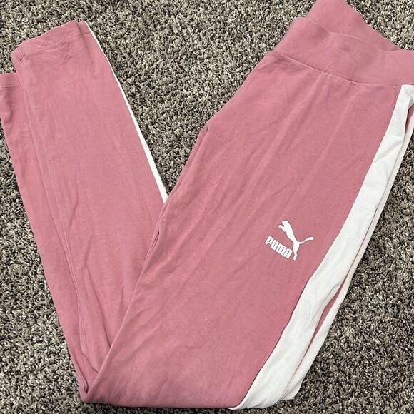 Puma Pink White Athletic Leggings - XL - Picture 1 of 3